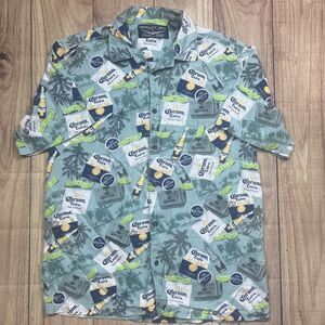 Newport Blue Men's Size Large Licensed Corona Extra Short Sleeve Button Up Shirt